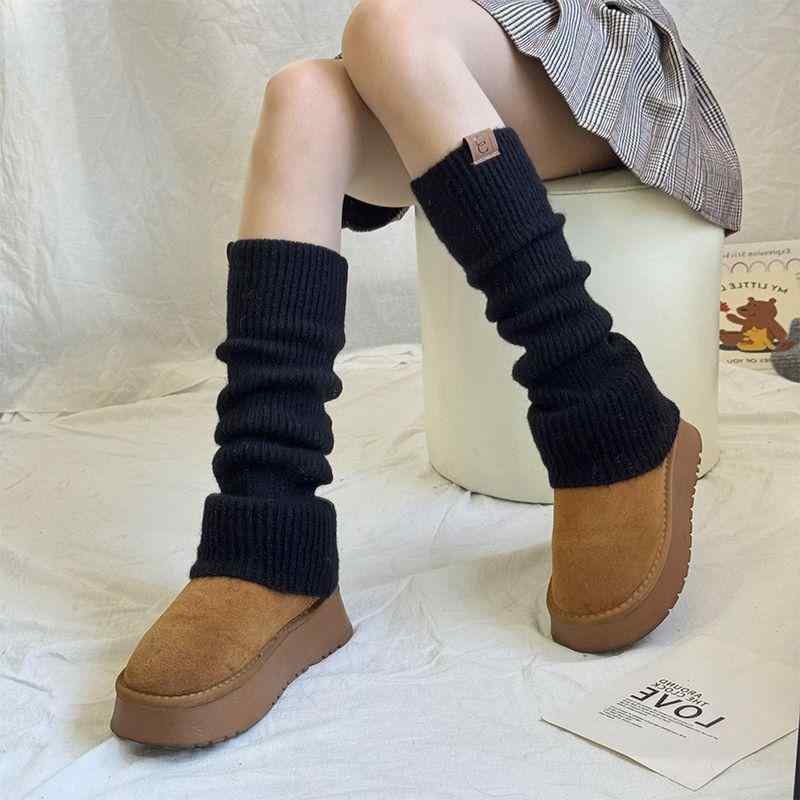 靴下 レディース ニーハイソックス 厚手 ニット 高筒 レッグウォーマー 無地 秋冬 かわいい 冷え対策 防寒 あったか ホワイト ベージュ ブラック グレー コーヒー