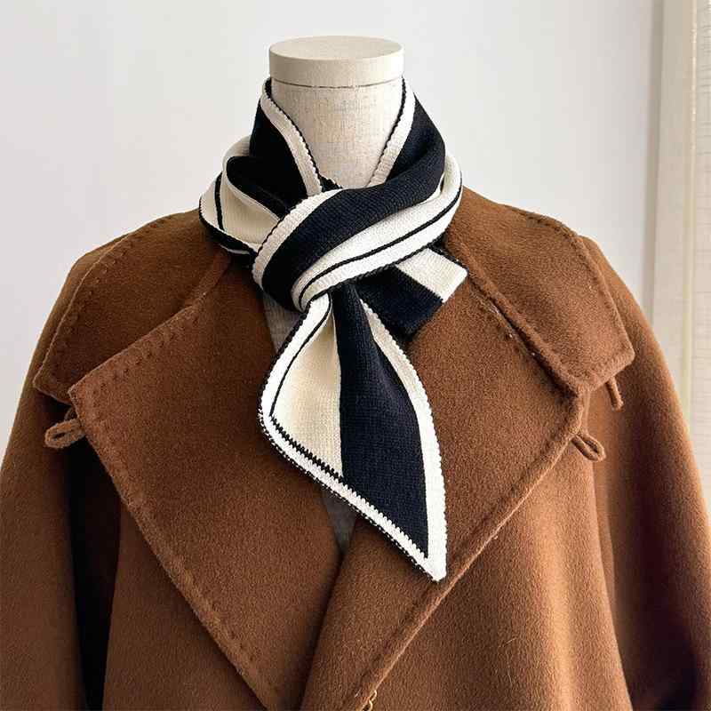 マフラー レディース 秋冬 ニット ネックウォーマー 防寒 保温 ストール 襟巻き 差し込み 無地 シンプル カジュアル ファッション小物 ブラック カーキ 125cm