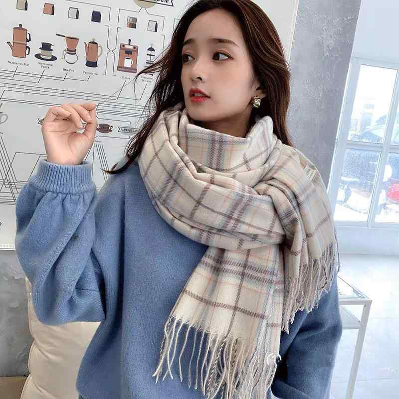 マフラー 秋冬 格子柄 男女兼用 高級感 ブリティッシュスタイル クラシック 模造カシミヤ ストール 2WA..