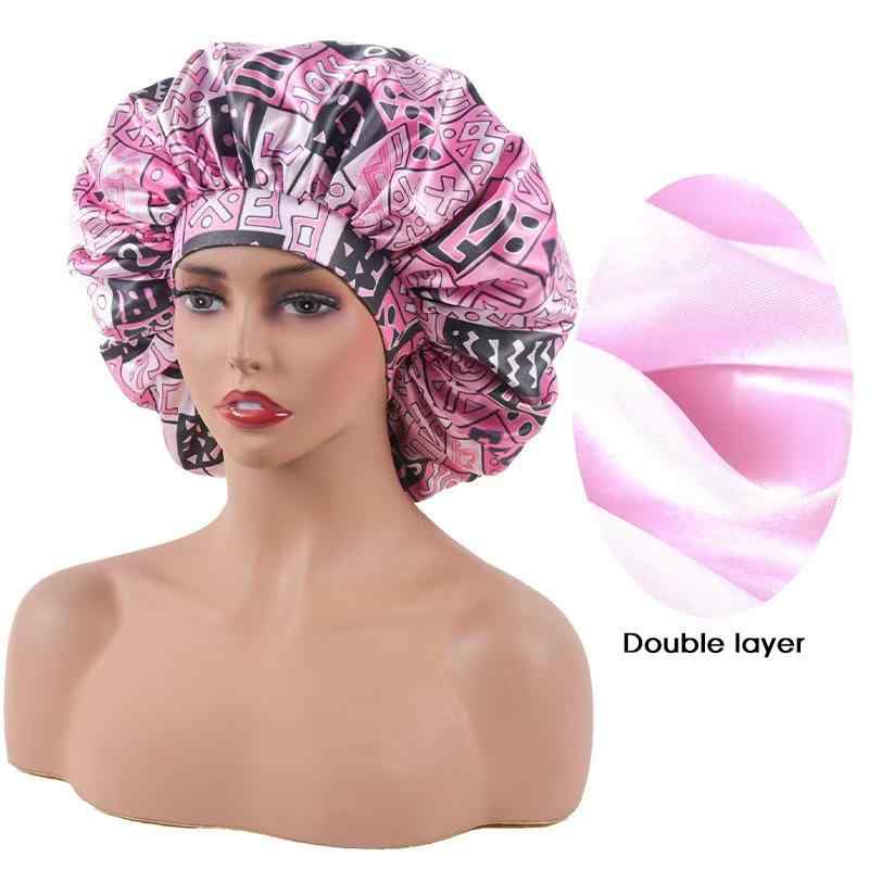 帽子 レディース アフリカ 幾何学模様 プリント サテン 伸縮性 ヘアターバン ターバンキャップ ナイト..