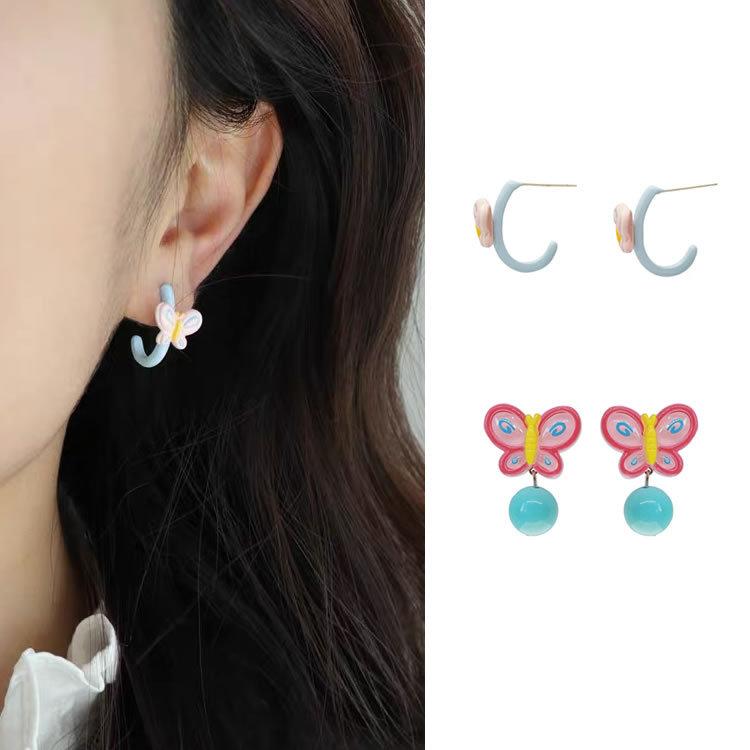 ピアス レディース かわいい アニマルモチーフ シルバー925 針 ドーパミン カラフル バタフライ リング..