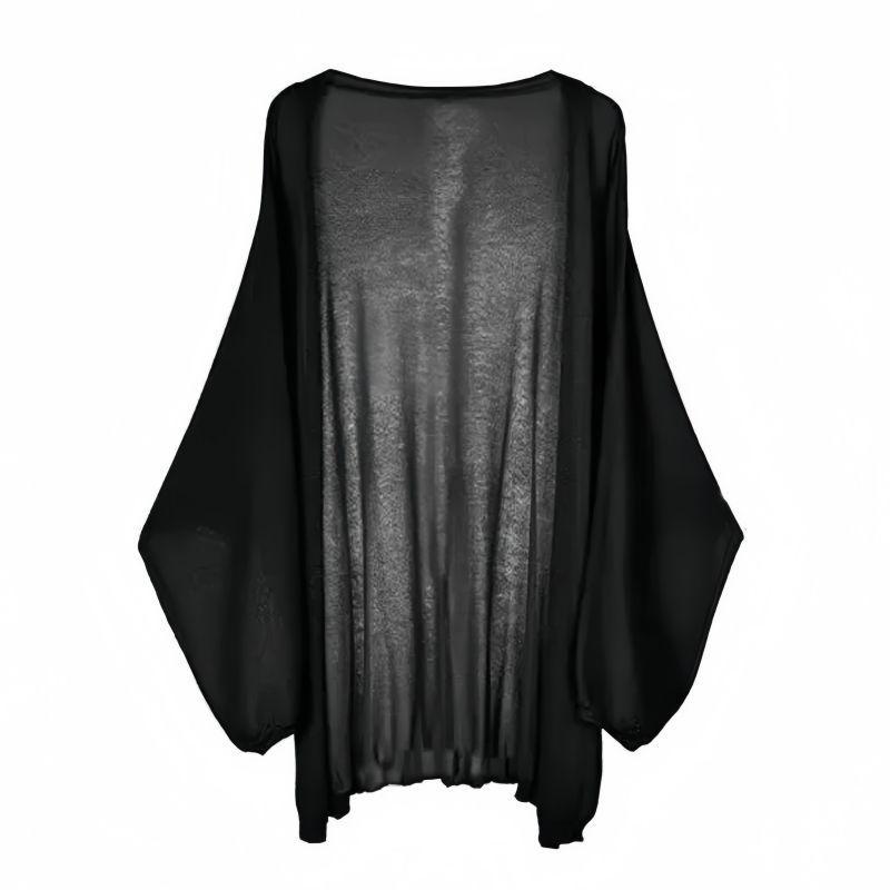 カーディガン レディース 春秋 薄手 ニット 韓国風 中長丈 長袖 紫外線対策 日焼け防止 羽織り トップス 黒 白(4.0)