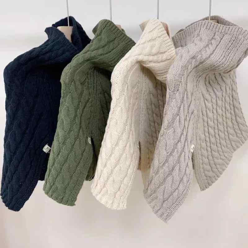 For Women - マフラー レディース 秋冬 高級感 ニット 厚手 ショール ストール 韓国風 大判 無地 暖かい 防寒 ブラック カーキ ミリタリー ベージュ