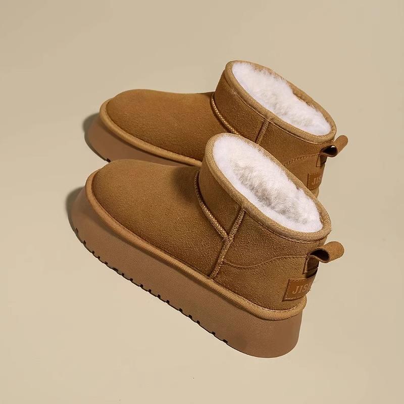 雪地ブーツ レディース 防寒 厚底 防水 滑り止め 暖かい 綿靴 高帮 ショートブーツ ラウンドトゥ 合成..