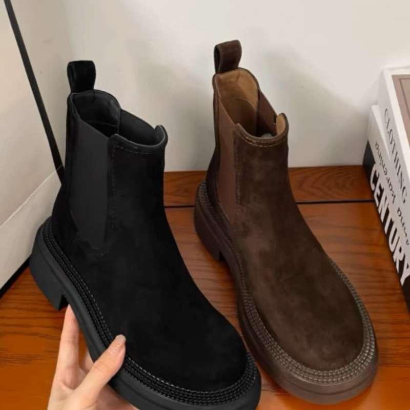 ブーツ レディース 秋冬 ショートブーツ 厚底 チェルシーブーツ エンジニアブーツ ワークブーツ 合成皮..