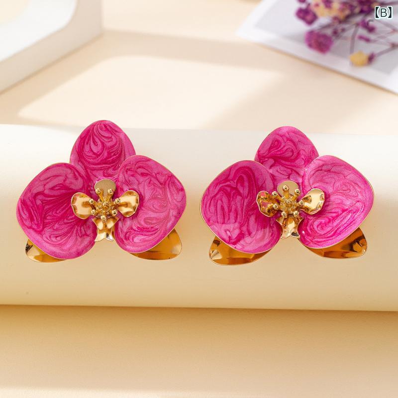 ピアス レディース ファッション雑貨 花柄 フラワーモチーフ アレルギー対応 電気メッキ加工 合金製 清新 甜美 かわいい ホワイト ピンク系 ブルー パープル 3