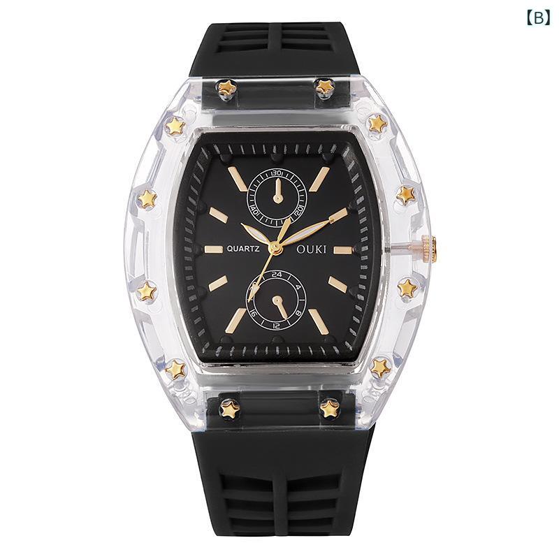 腕時計 メンズ レディース 酒樽型 クォーツ アナログ カジュアル おしゃれ かわいい 文字盤 37mm シリコン バンド 白色 黒色 ピンク系 赤色 青色 緑色