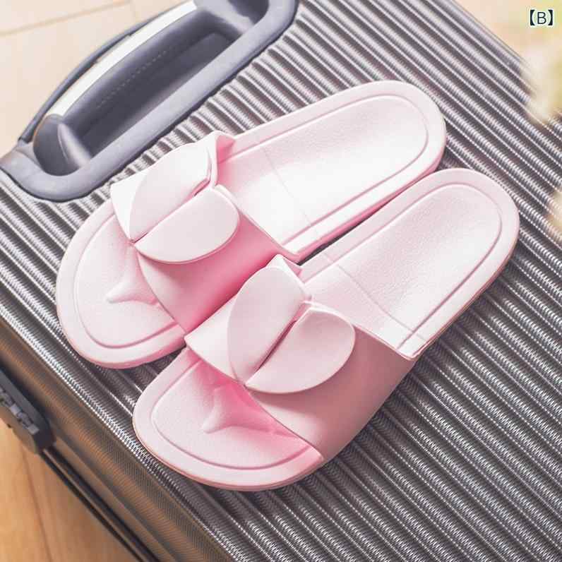 レディース 携帯 スリッパ 旅行用 超軽量 折りたたみ EVA素材 滑り止め バススリッパ シャワー サンダル 天藍色 ピンク かわいい ハート