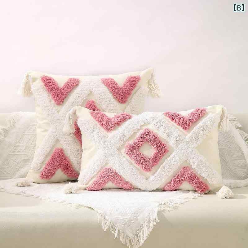 クッションカバー 北欧風 モロッコ ボヘミアン おしゃれ 抱き枕 腰枕 45×45cm 30×50cm ポリエステル 刺繍 かわいい カキ色 ピンク系 象牙色 エメラルド