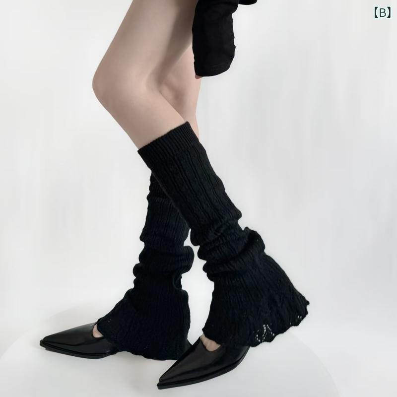 靴下 レディース 袜套 ケーブル編み 縦縞模様 中筒丈 アクリル素材 通気性 吸汗性 オールシーズン 普段使い オフィス カジュアル かわいい 重ね着風 米白 黒 灰色