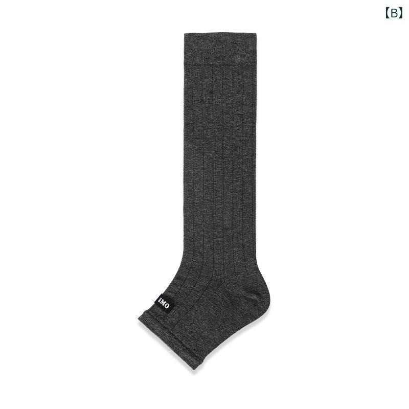 靴下 レディース ソックス レッグウォーマー コットン 混紡 ニーハイ 無地 ブラック 深麻色 米白色 通気性 吸汗