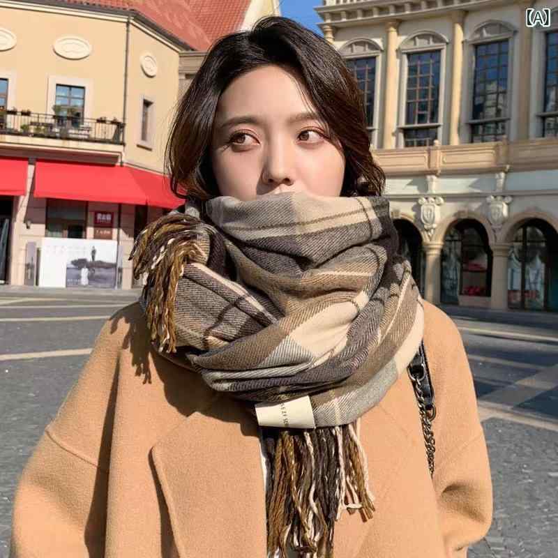 マフラー 秋冬 格子柄 ストール 厚手 ポリエステル あったか ショール 防寒 レディース メンズ 学生 カ..