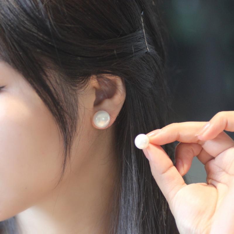イヤリング レディース 白珍珠 ピアス 925シルバー 幾何学模様 個性 ins風 アクセサリー 白珍珠 10mm 12mm 14mm(4.0)