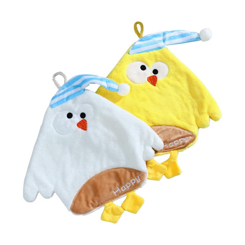 タオル ハンカチ レディース かわいい ニワトリ コーラルベルベット ループ付き 厚手 吸水 速乾 浴室 ..
