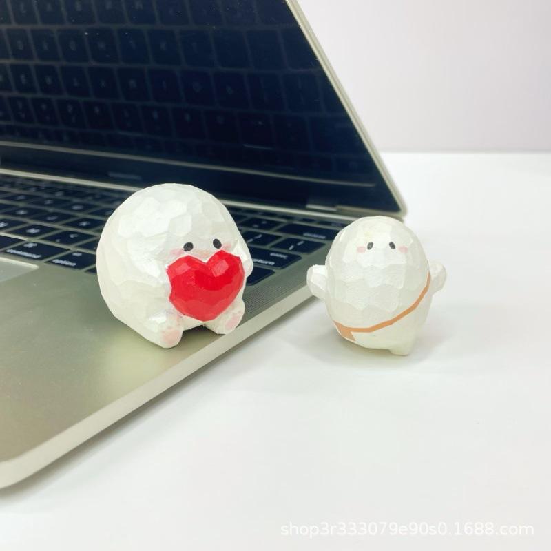 木彫り オブジェ デスク 飾り カー用品 かわいい Q版 椴木 車載 贈り物 ギフト