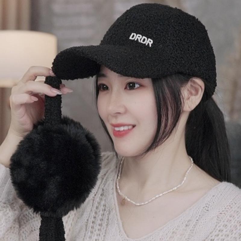 For Women - 帽子 レディース 秋冬 羊羔毛 野球帽 高め ポニーテール おしゃれ かわいい 小顔効果 防寒 あったか ワインレッド ブラック コーヒー カーキ アイボリー