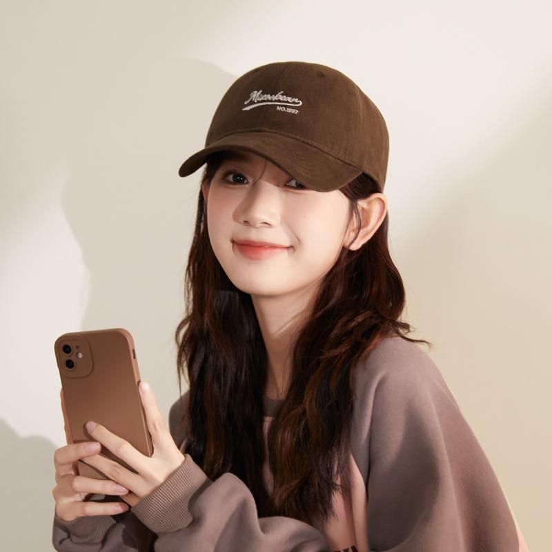 For Women - 野球帽 レディース 美式 キャップ 大きめ 深め ワイドブリム 小顔効果 深トップ 韓国風 カフェオレ ベージュ ピンク系 グレー 調整可能