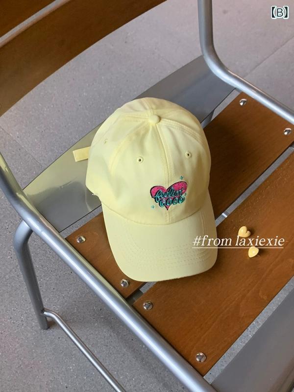 帽子 レディース ファッション ベースボールキャップ ハート ワンポイント 紫外線対策 日焼け防止 普段使い おしゃれ かわいい グリーン イエロー パープル ブルー コットン
