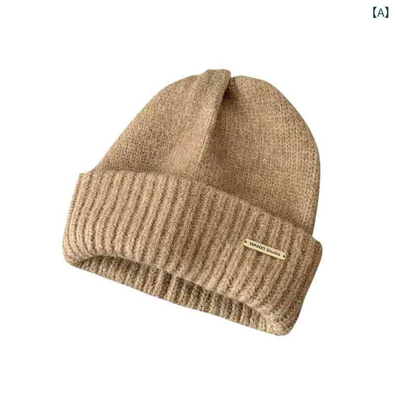 ニット帽 レディース 秋冬 ウール混紡 防寒 保温 暖かい 小顔効果 締め付けなし 伸縮性 グレー ブラック系 カーキ ベージュ系