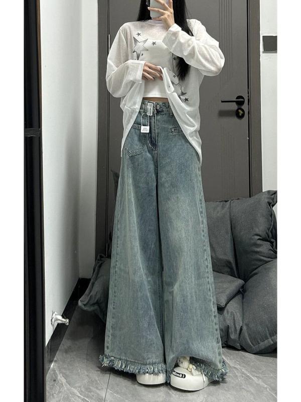 ジーンズ レディース 春秋 高見え デニム ワイドレッグパンツ ハイウエスト ゆったり ストレート 美脚 ..