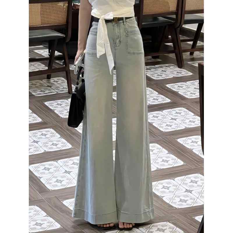 ジーンズ レディース 春夏 ワイドレッグ デニムパンツ ハイウエスト 着痩せ ゆったり 韓国風 ズボン ボトムス カジュアル 通勤 オフィスカジュアル ワイドパンツ