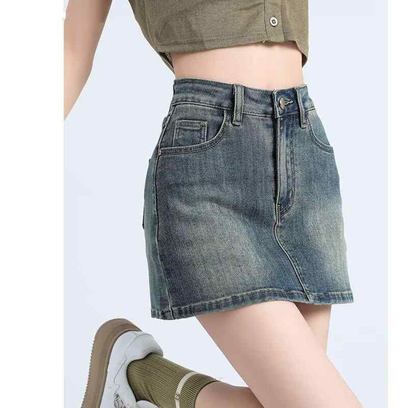 スカート レディース デニムスカート 春夏 ブルースカート ハイウエスト Aライン タイトスカート ミニスカート ストレッチ 伸縮性 ウォッシュ加工 カジュアル きれいめ 通勤 普段使い