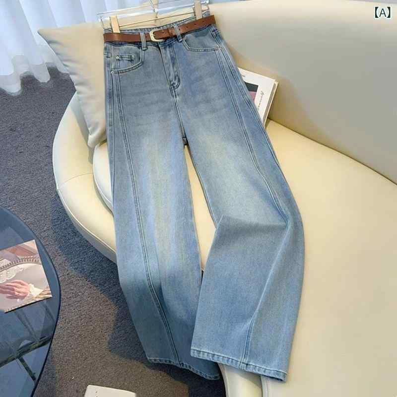 ジーンズ レディース 春秋 高身長 ワイドレッグパンツ バナナパンツ デニム 綿 高見え ウォッシュ加工 ..