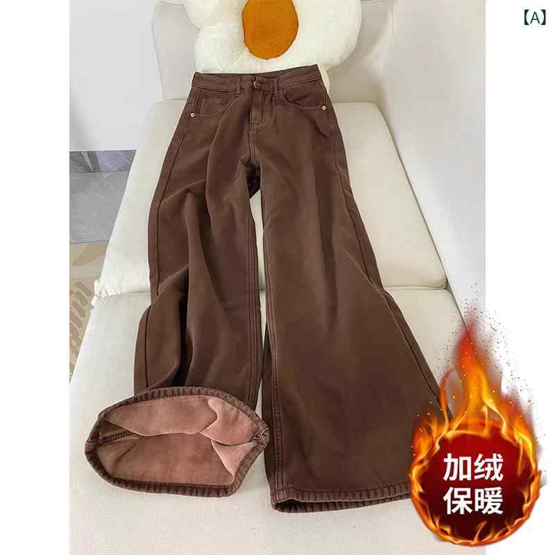 デニム レディース 秋冬 高腰 裏起毛 保温 ...の紹介画像2