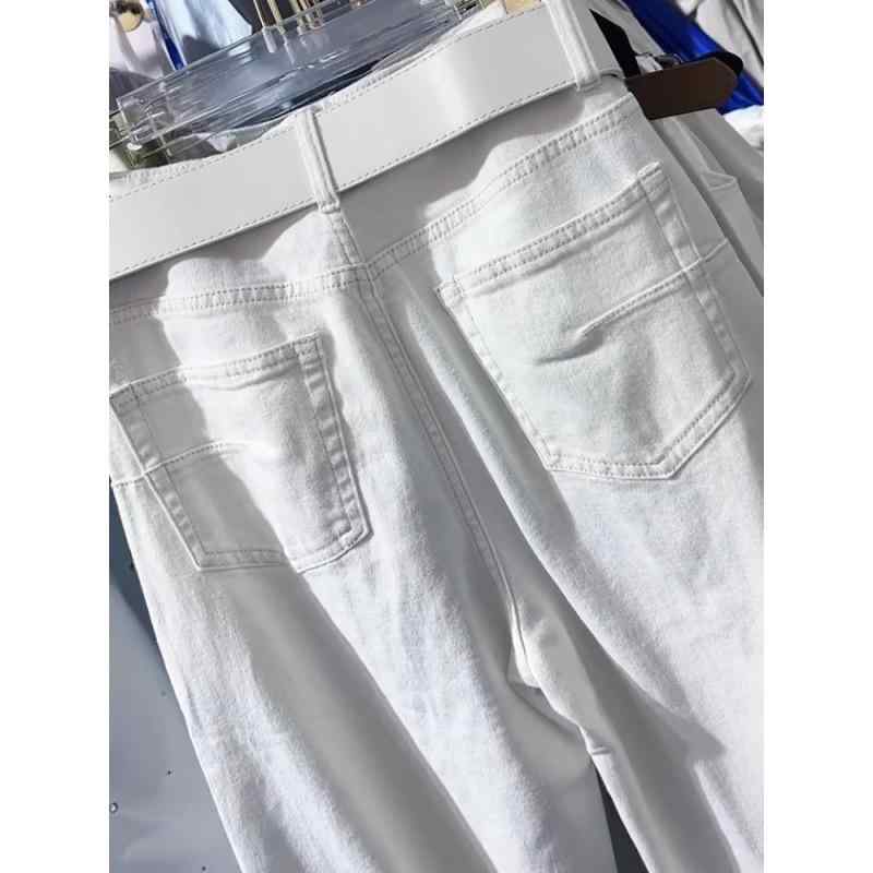 デニム レディース 闊腿パンツ ワイドレッグパンツ バナナパンツ ハイウエスト ロングパンツ 白色系 ス..