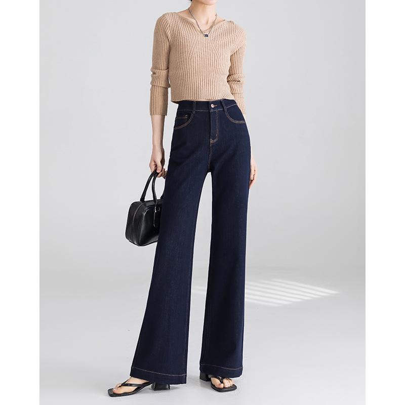 ジーンズ レディース ハイウエスト 微フレア デニムパンツ ストレッチ 美脚 ロングパンツ ジーパン 裾..