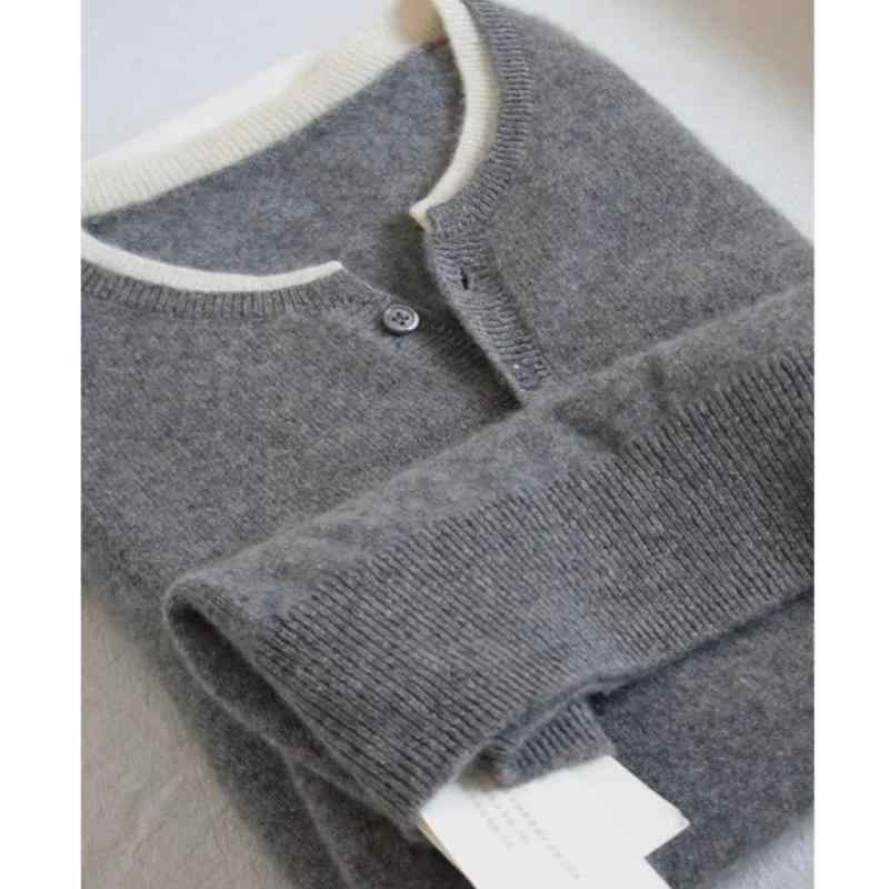 ニット レディース 灰色 カシミヤタッチ トップス 秋冬 シンプル レイヤード風 ラウンドネック スリム 高級感 インナー セーター 綿 混紡 普段使い