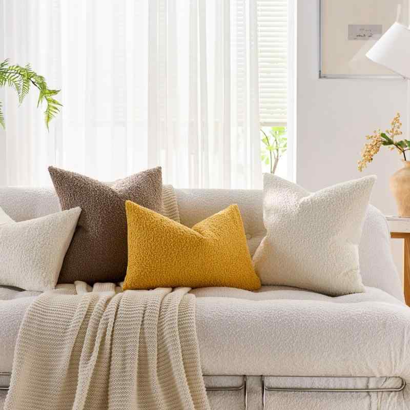 クッション 北欧風 テディ ぬいぐるみ 抱き枕 背もたれ ソファ リビング ベッドルーム 枕カバー イエロ..