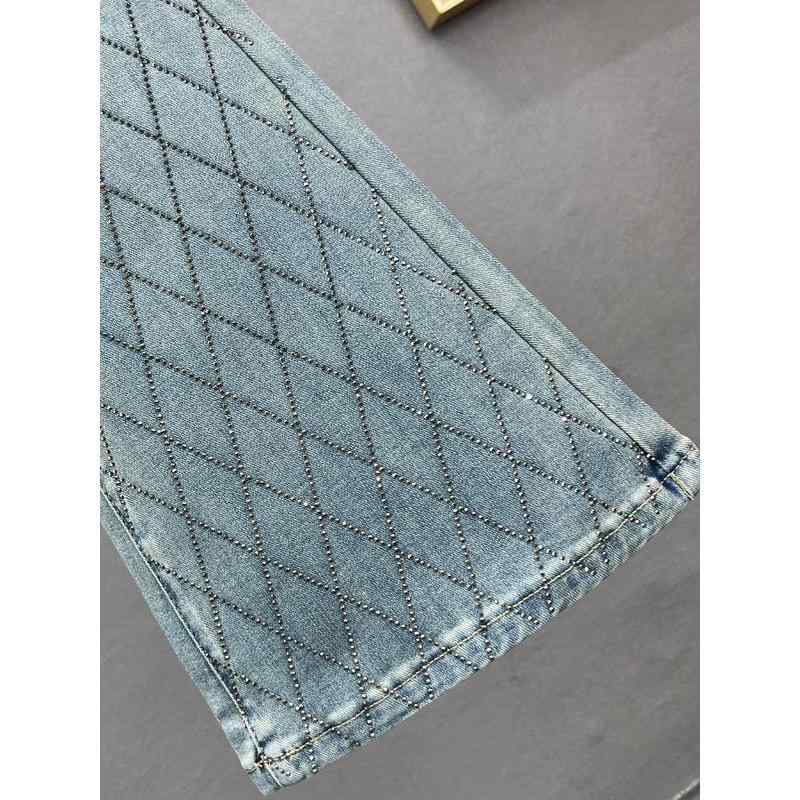 デニム レディース ストレッチ 高腰 美脚 脚長効果 ジーンズ ジーパン ズボン パンツ 燙钻 ブルー 春夏..