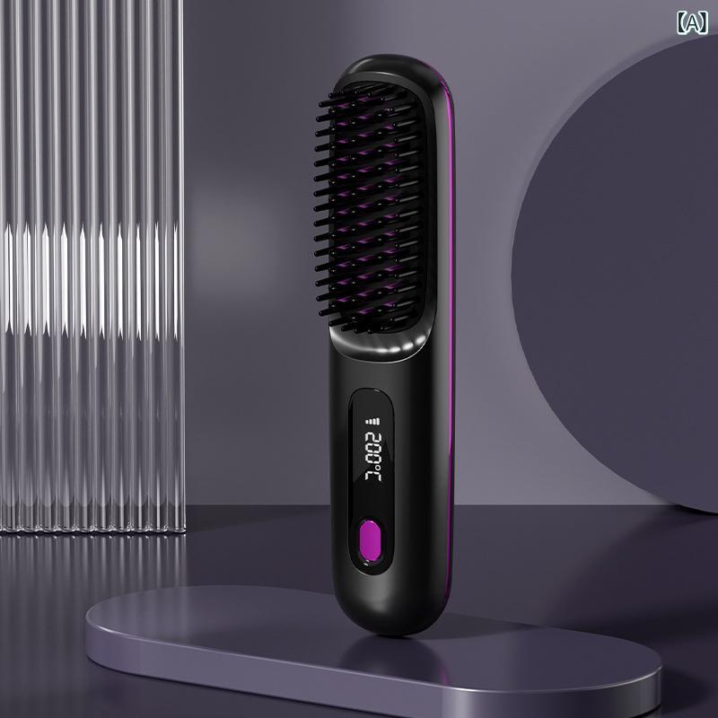 ヘアブラシ レディース USB充電式 コードレス ストレート カール 2way ミニ ヘアア...