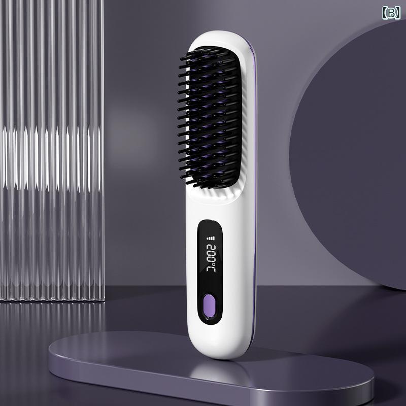 ヘアブラシ レディース USB充電式 コードレス ストレート カール 2way ミニ ヘアア...
