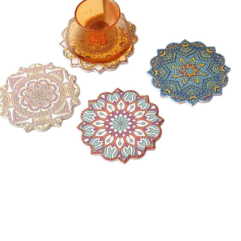 カップマット 花柄 陶器 断熱 滑り止め コーヒー 美濃焼風 吸水 八角形 10.8cm