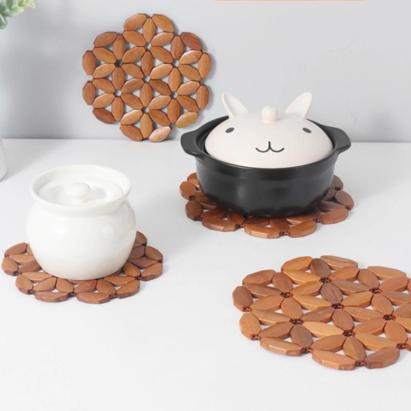 鍋敷き 楠竹 なべしき 鍋置き 竹製 断熱マット 耐熱 テーブルマット ランチョンマット 碗 皿 コースター 中華風