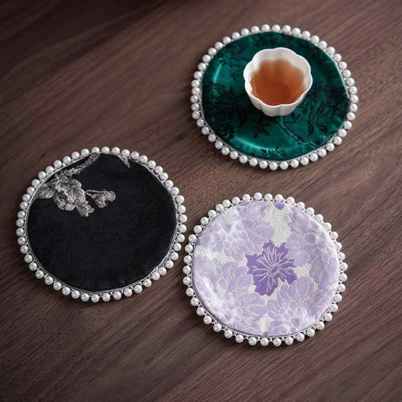 茶托 布製 織り模様 コースター テ�