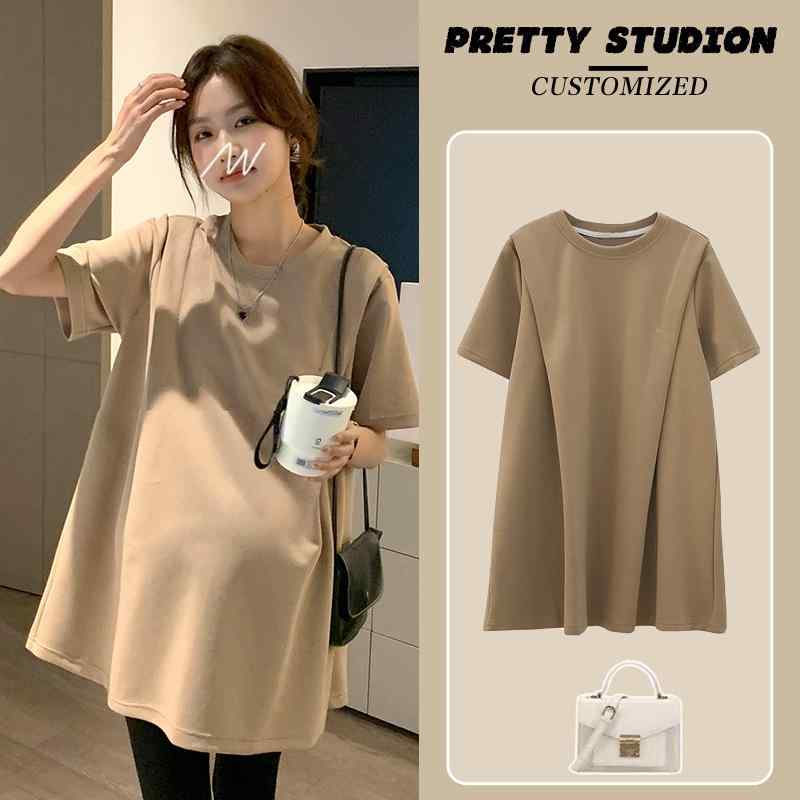 ワンピース マタニティレディース 半袖 Tシャツ Aライン 膝丈 チュニック ゆったり かわいい 妊婦服 産..