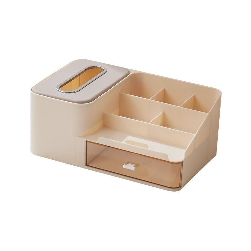 ティッシュケース 卓上収納ケース リモコンラック 多機能 整理ボックス 小物入れ プラスチック製 白 ク..