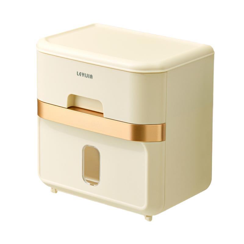 紙巾盒 トイレ 壁掛け 穴あけ不要 クリーム色 ティッシュケース 浴室 収納 ラック 多用途 整理