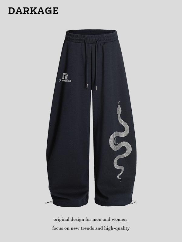 パンツ レディース 美式復古 ダンス ゆったり ワイドレッグ ロングパンツ ズボン 紺色 白 春夏