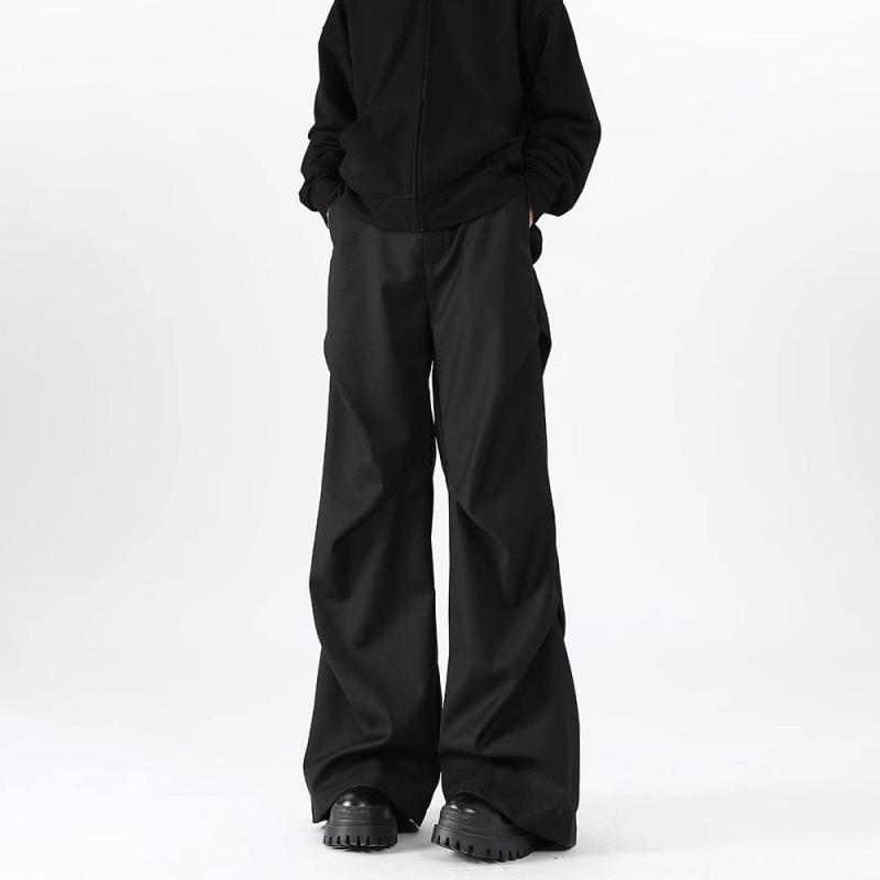 パンツ メンズ 男性用 ゆったり ワークパンツ ストレート ロングパンツ 無地 薄手 黒 普段使い カジュアル