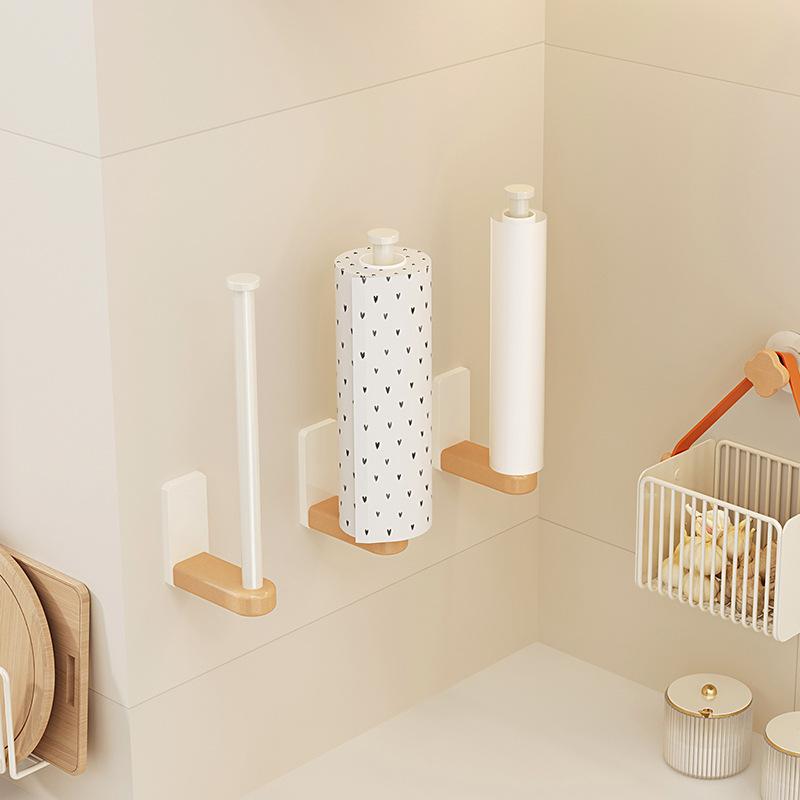 キッチンペーパーホルダー 壁掛け 円形 吊り下げ式 木製 ナチュラル 雑貨 整理用品 収納用品