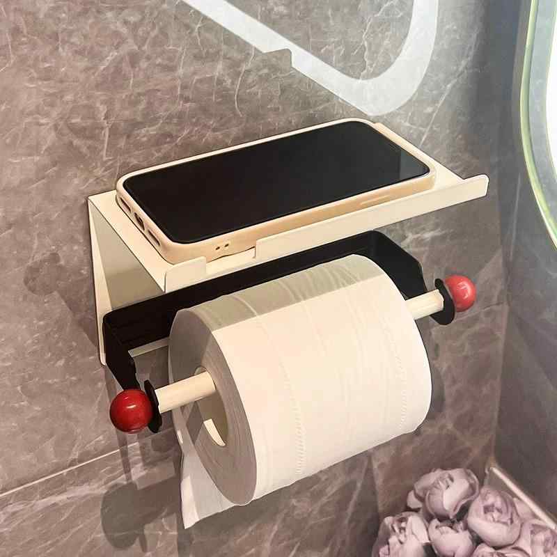 ・材質: 炭素鋼・外形: 方形・カラー: 奶黒・スタイル: 現代简约・サイズ: 多巴胺简易卷纸架 - 奶黒, 多巴胺置物卷纸架 - 奶黒