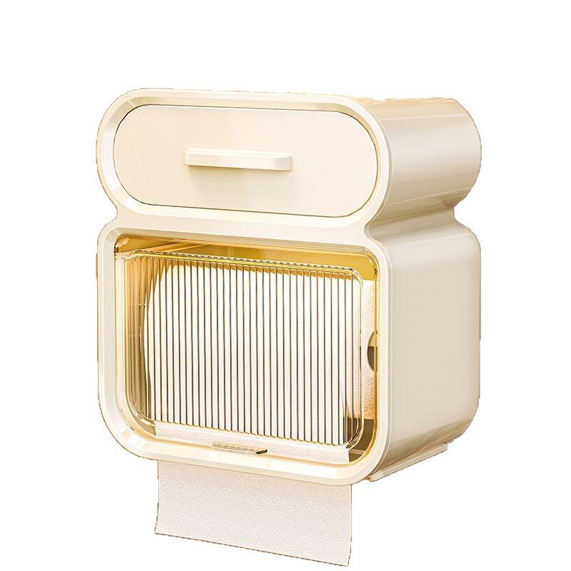 トイレットペーパーホルダー 浴室 壁掛け式 ペーパータオルケース 防水 収納棚付き 多用途