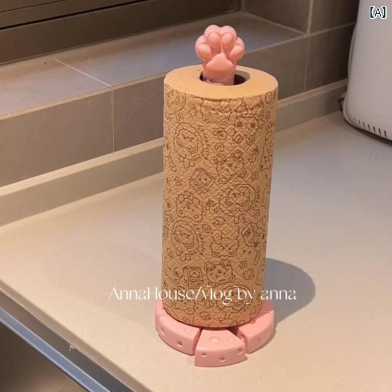 キッチンペーパーホルダー レディース 猫 かわいい 猫爪 自立式 卓上 おしゃれ キッチン収納 ペーパータオルホルダー プラスチック製
