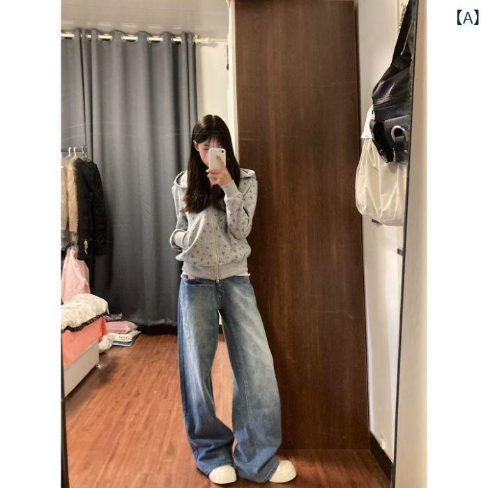 シャドーテールのパーカー レディース ゆったり スウェット 長袖 春秋 学院風 カジュアル アウター 普段使い デイリーユース 韓国ファッション ポリエステル｜アングル2