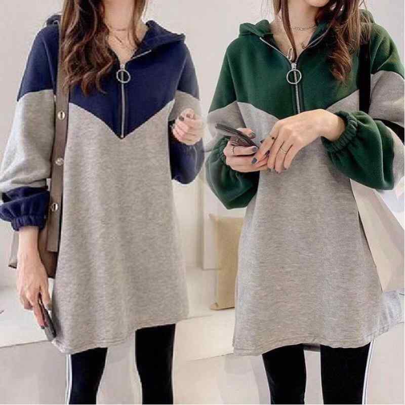 パーカー レディース 大きいサイズ 裏起毛 厚手 チュニック丈 フード付き トップス プルオーバー ゆったり 普段使い 部屋着 通勤用 ブルー グリーン ポリエステル