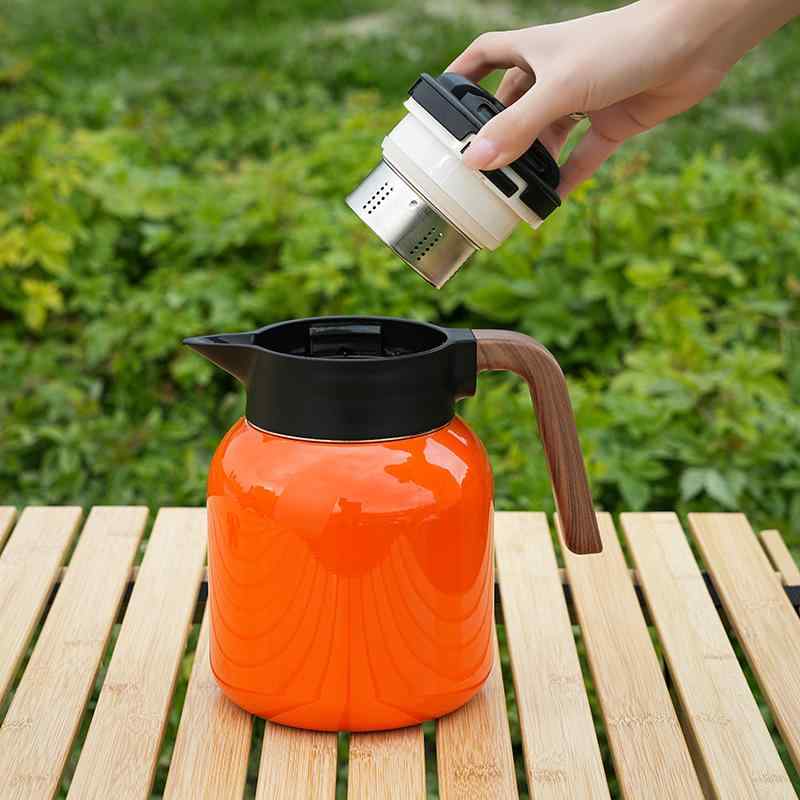 水筒 ステンレス製 大容量 1.0L 1.2L 1.5L 1.8L 保温 保冷 ティーポット 茶こし付き 湯沸しポット 魔法瓶 コーヒーポット